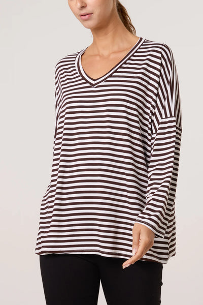 Vanessa V-Neck Stripe Top - More Colours Available
