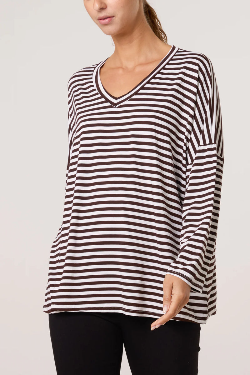 Vanessa V-Neck Stripe Top - More Colours Available