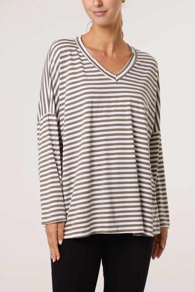 Vanessa V-Neck Stripe Top - More Colours Available