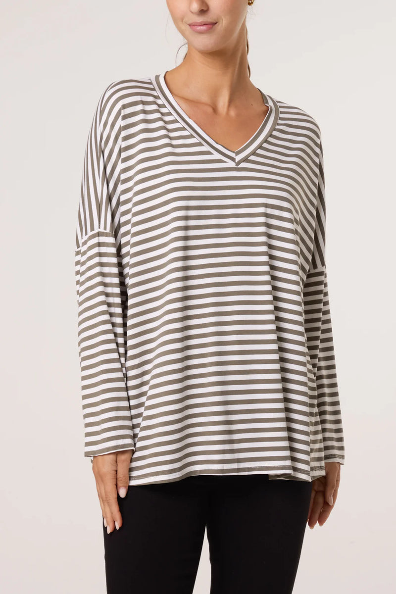 Vanessa V-Neck Stripe Top - More Colours Available