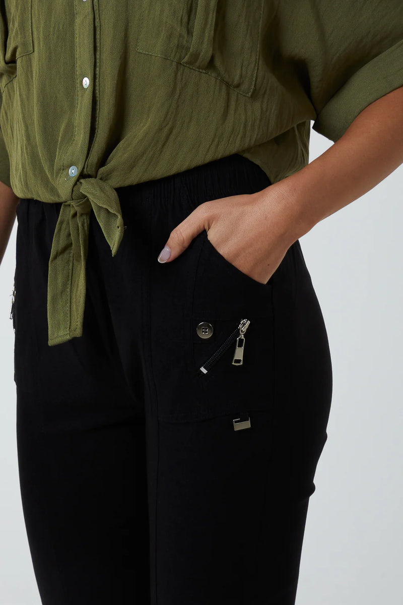 Elaine Elasticated Crop Trouser - More Colours & Sizes Available