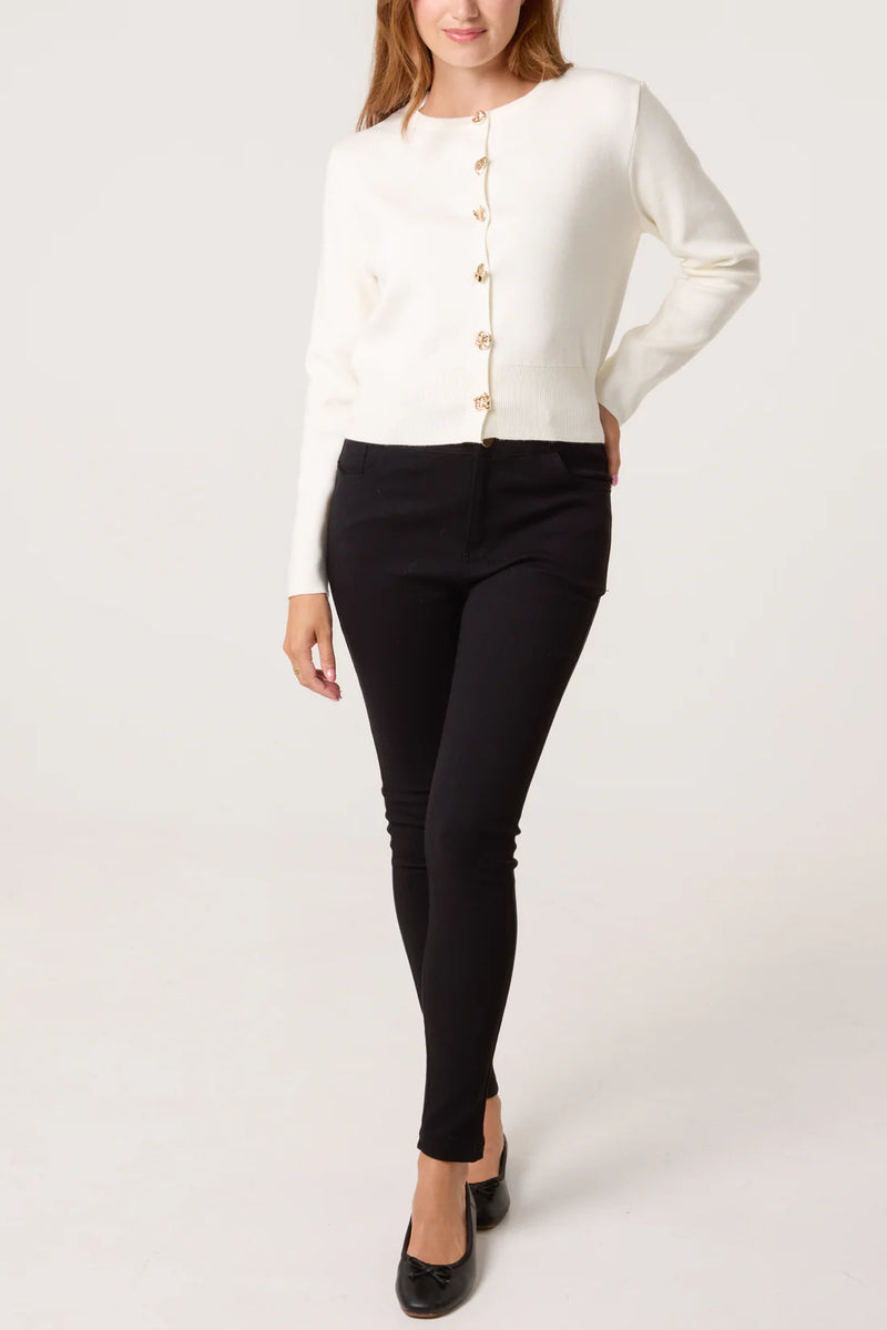 Gillian Gold Brooch Cardigan - More Sizes Available