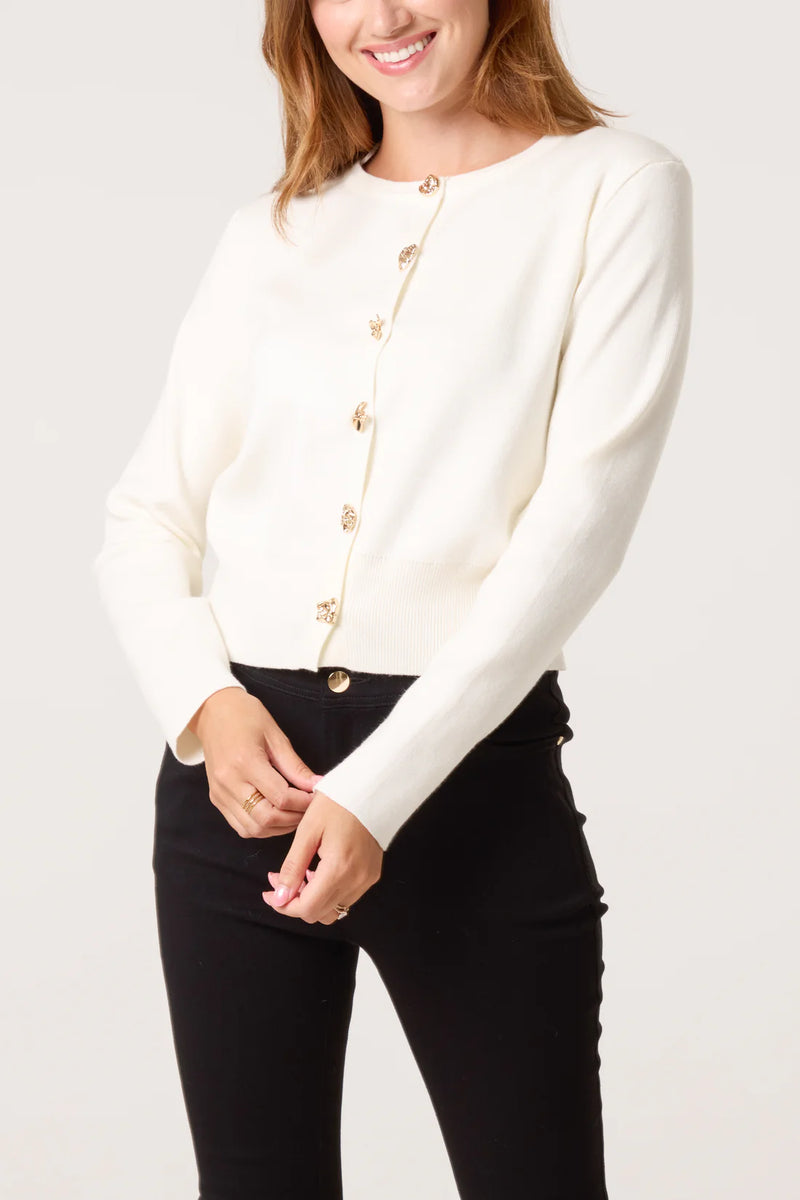 Gillian Gold Brooch Cardigan - More Sizes Available