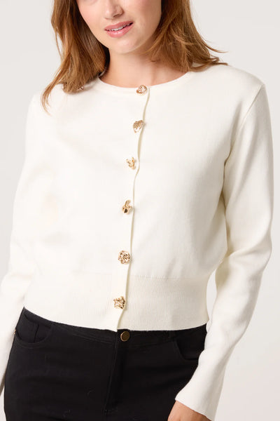 Gillian Gold Brooch Cardigan - More Sizes Available