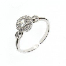 Circle & Teardrop Diamond Silver Ring
