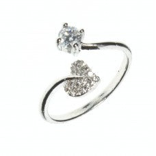 Heart & Diamond Silver Filled Ring
