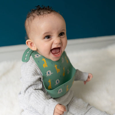 Giraffe & Elephant Catch It Silicone Bib