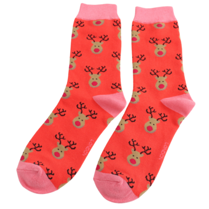 Reindeer Red Bamboo Socks