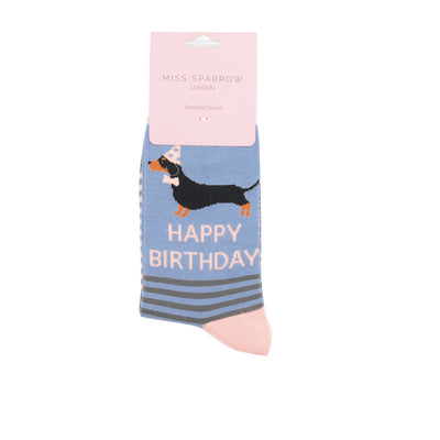 Birthday Sausage Dogs Denim Bamboo Socks