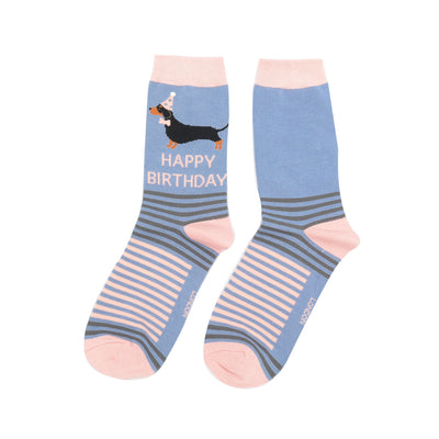 Birthday Sausage Dogs Denim Bamboo Socks