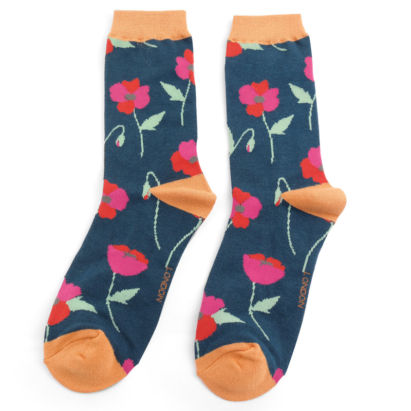 Poppy Navy Bamboo Socks