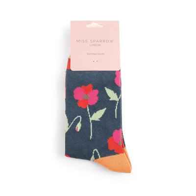 Poppy Navy Bamboo Socks