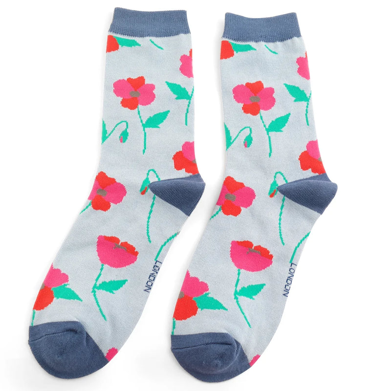 Poppy Powder Blue Bamboo Socks