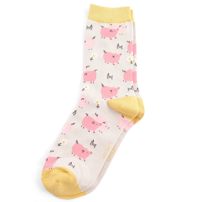 Pretty Pigs Silver Bamboo Socks