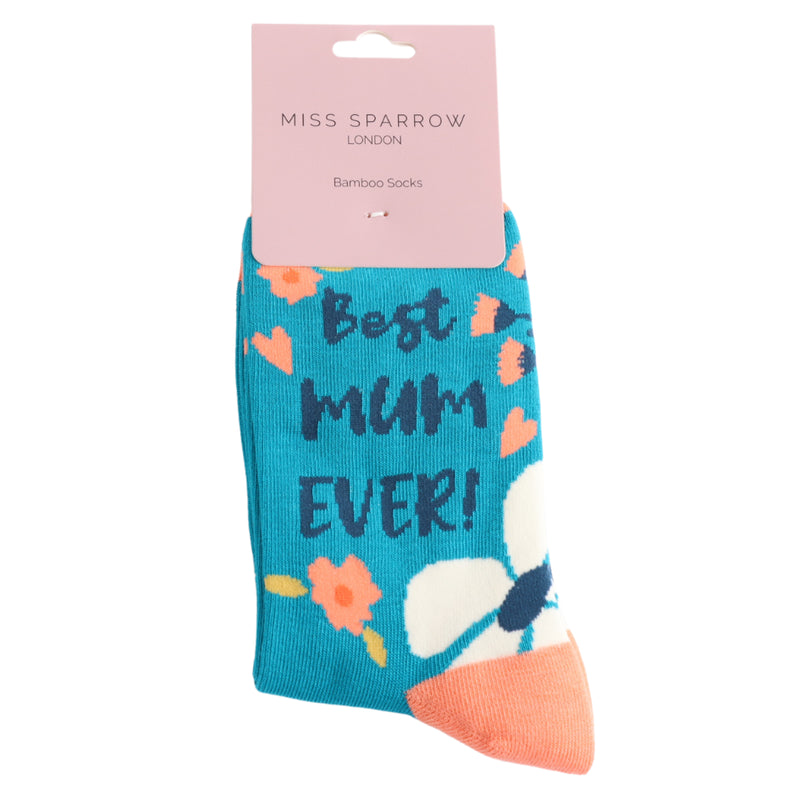 Best Mum Ever Teal Bamboo Socks