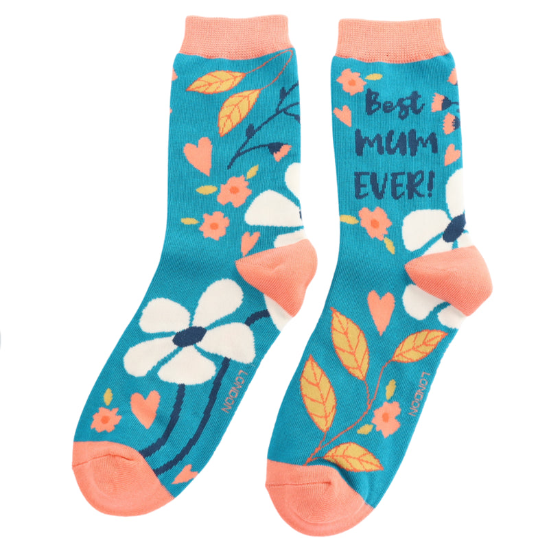 Best Mum Ever Teal Bamboo Socks