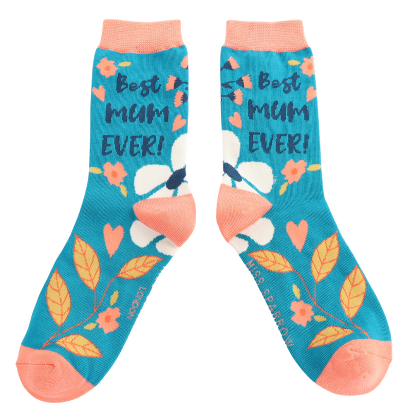 Best Mum Ever Teal Bamboo Socks