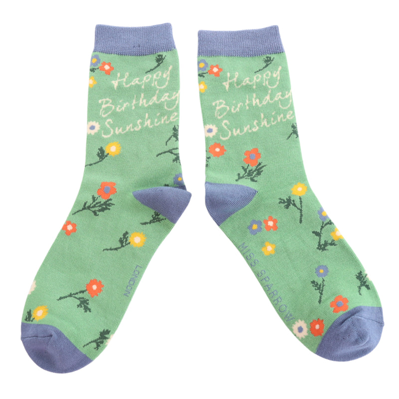 Birthday Sunshine Dark Mint Bamboo Socks
