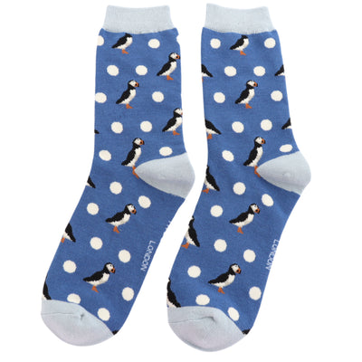 Puffins & Spots Denim Bamboo Socks