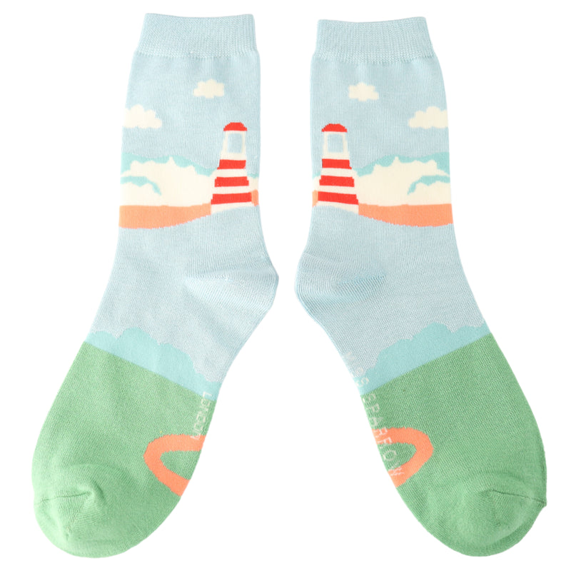 Seascape Green Bamboo Socks