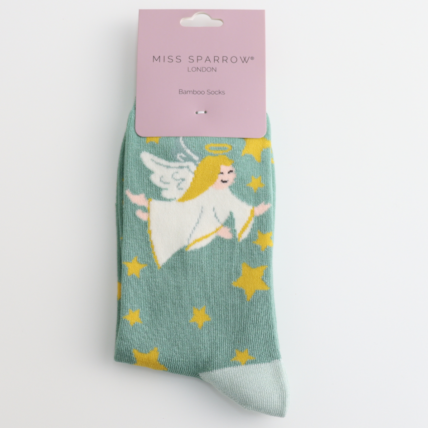 Angels Green Bamboo Socks