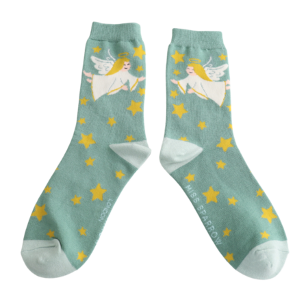 Angels Green Bamboo Socks