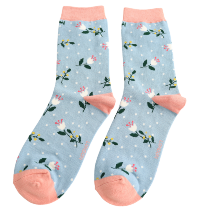 Buds & Berries Blue Bamboo Socks