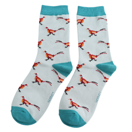 Pheasants Duck Egg Bamboo Socks