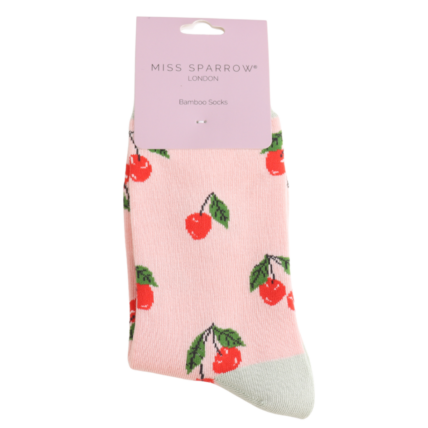 Cherries Pink Bamboo Socks