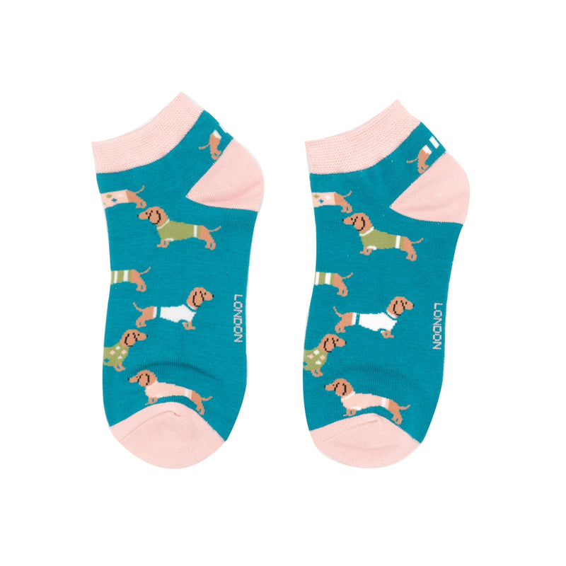 Pups In Coats Teal Bamboo Trainer Socks