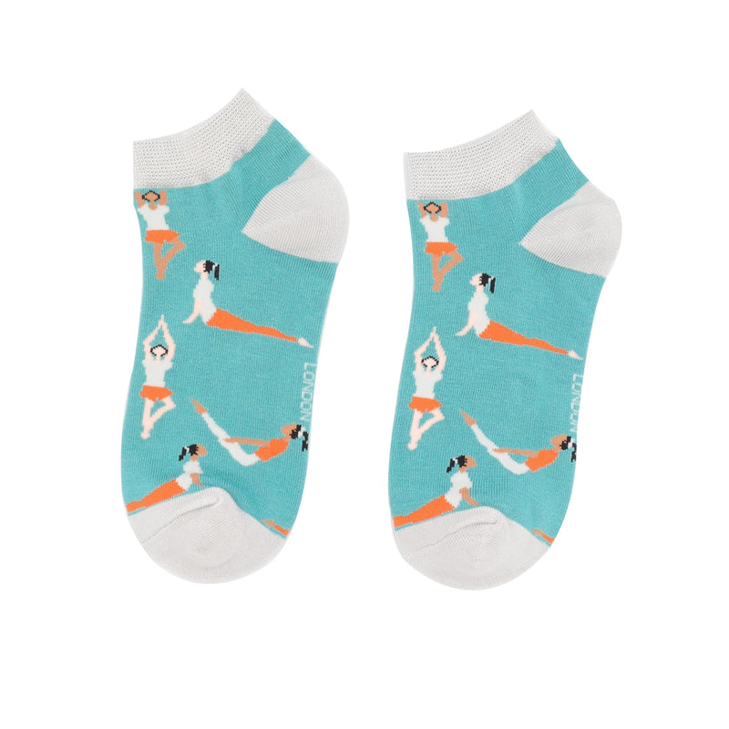 Yoga Poses Duck Egg Bamboo Trainer Socks