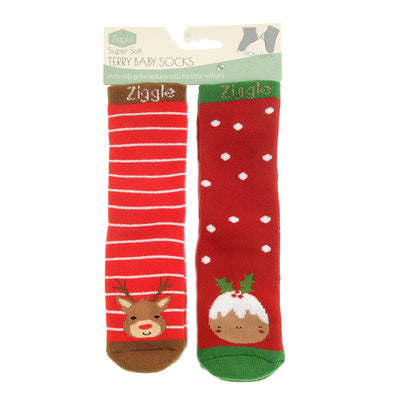 Reindeer & Pudding Sock Set 6-12 Months