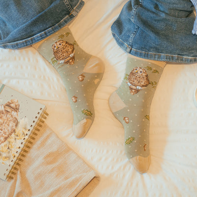 'Treetops' Owl Bamboo Socks