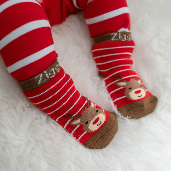Reindeer & Pudding Sock Set 6-12 Months