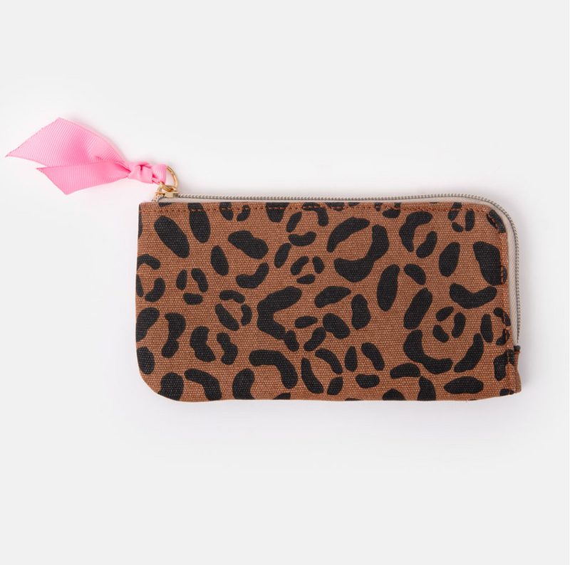 Tan Leopard Padded Glasses Zip Pouch