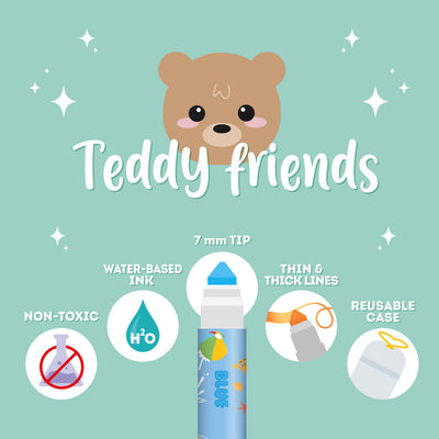 Teddy Friends Set Of 12 Pens