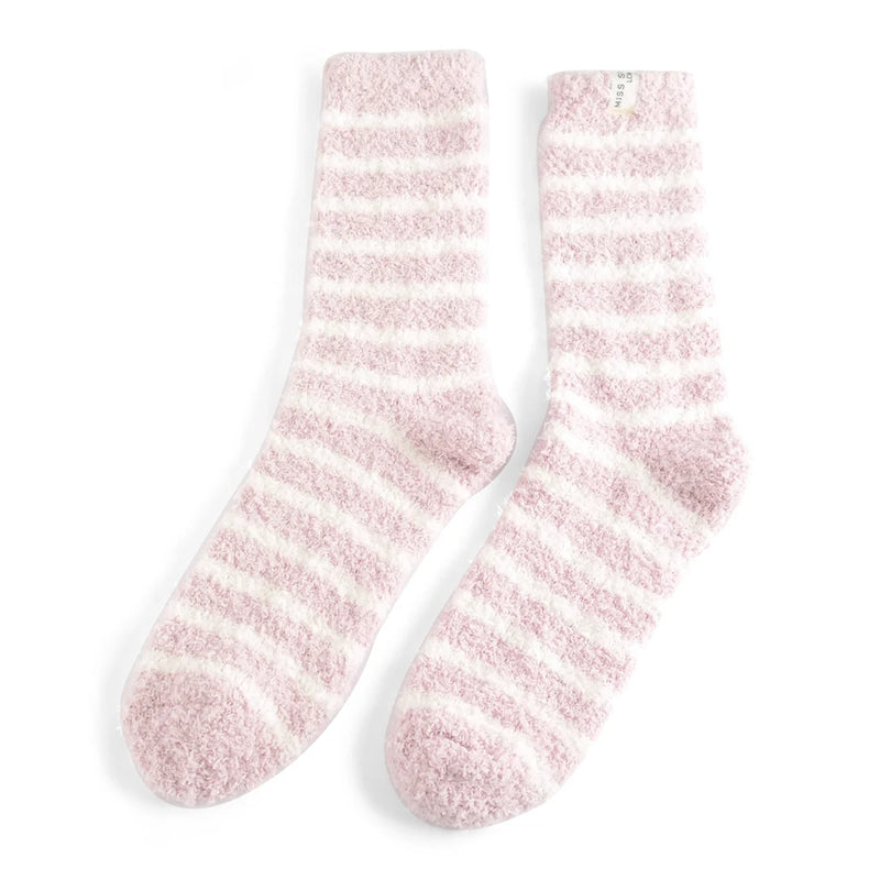 Pink Stripes Fluffy Socks