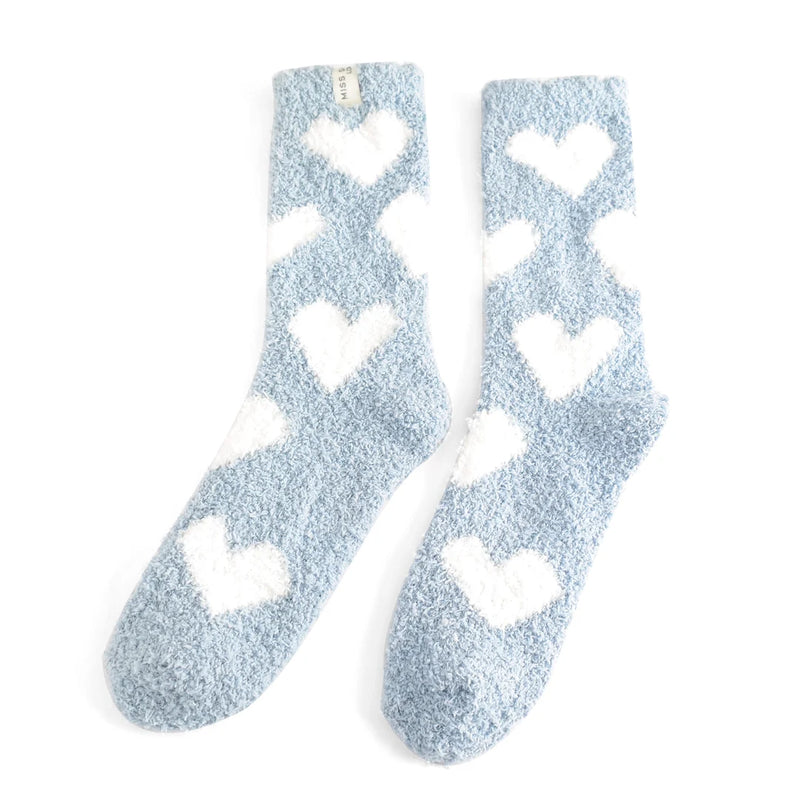 Hearts Denim Fluffy Socks