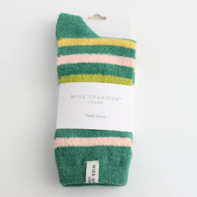 Green Stripes Fluffy Socks