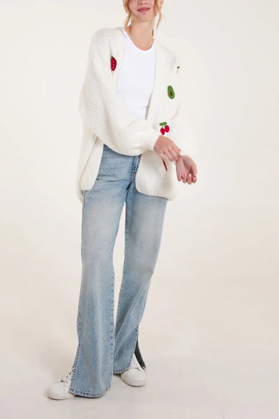 Embroidered Fruit Knit Cardigan - More Colours & Sizes Available