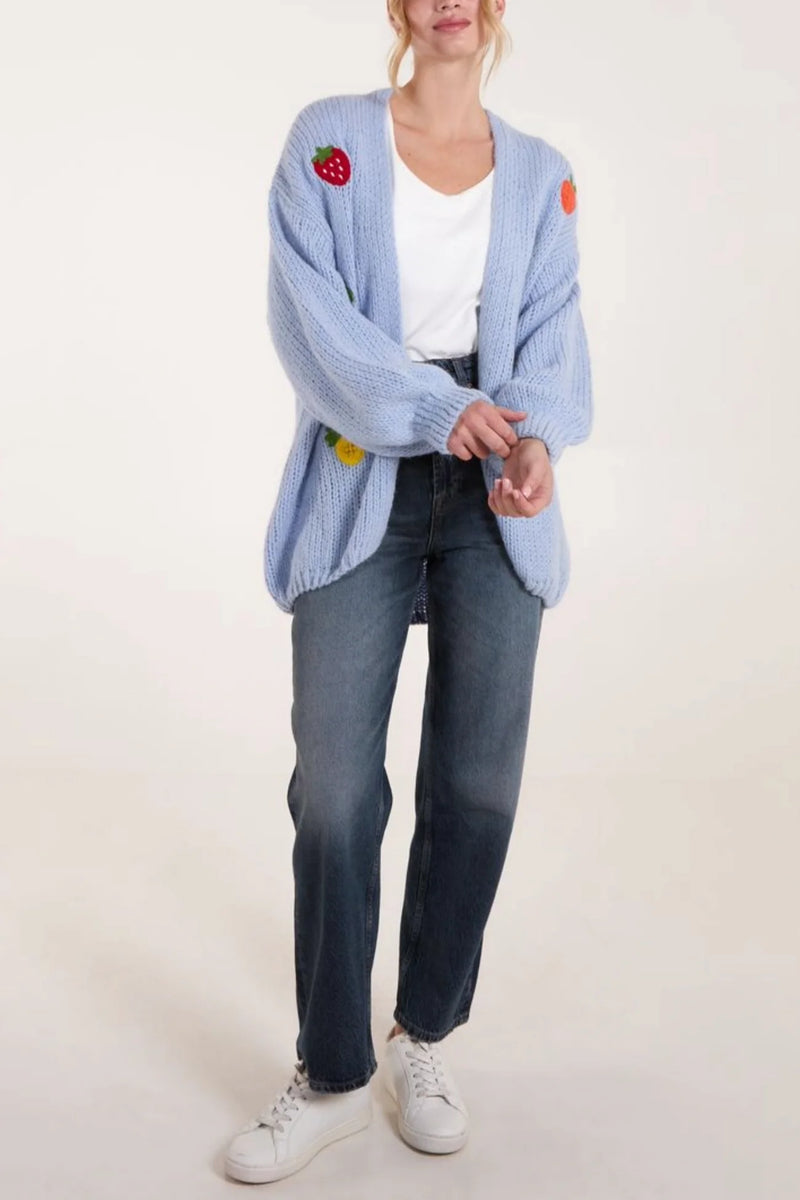 Embroidered Fruit Knit Cardigan - More Colours & Sizes Available