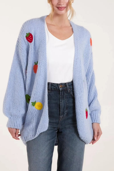 Embroidered Fruit Knit Cardigan - More Colours & Sizes Available
