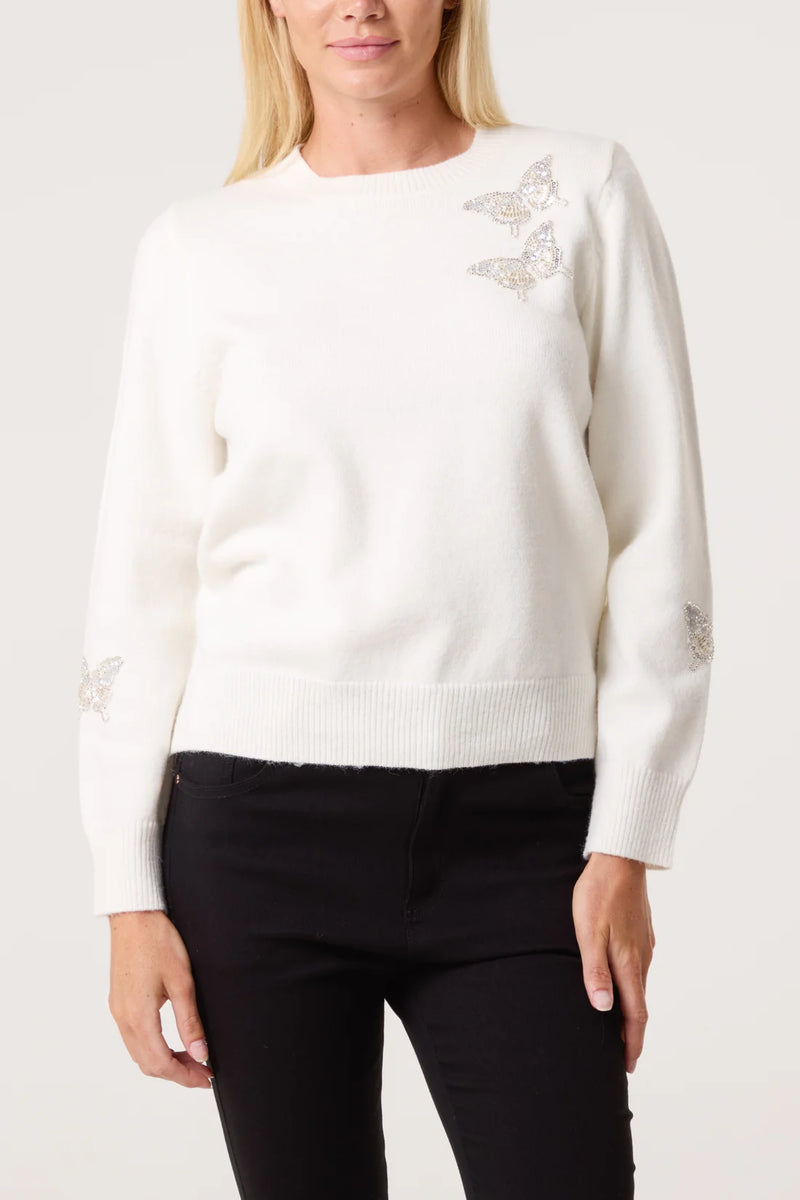 Butterfly Sequins Knit Jumper - More Sizes Available