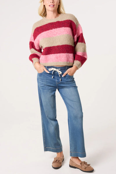 Georgina Striped Crew Neck Jumper - More Sizes Available