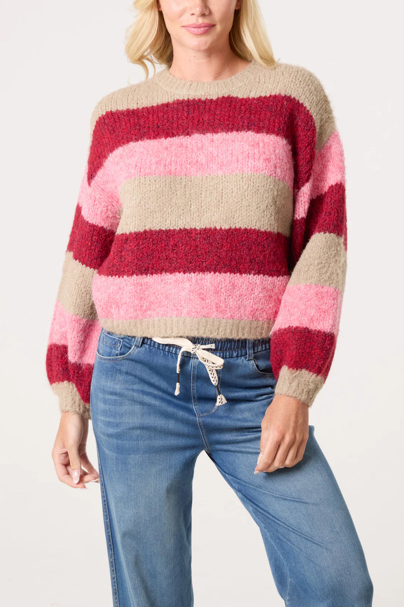 Georgina Striped Crew Neck Jumper - More Sizes Available