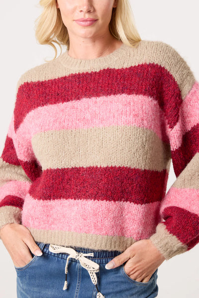 Georgina Striped Crew Neck Jumper - More Sizes Available