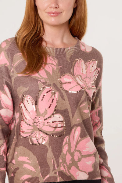 Flora Flower Embellished Jumper - More Colours Available
