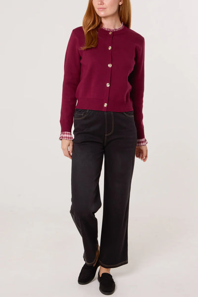 Tallulah Tartan Ruffle Knit Cardigan - More Sizes Available