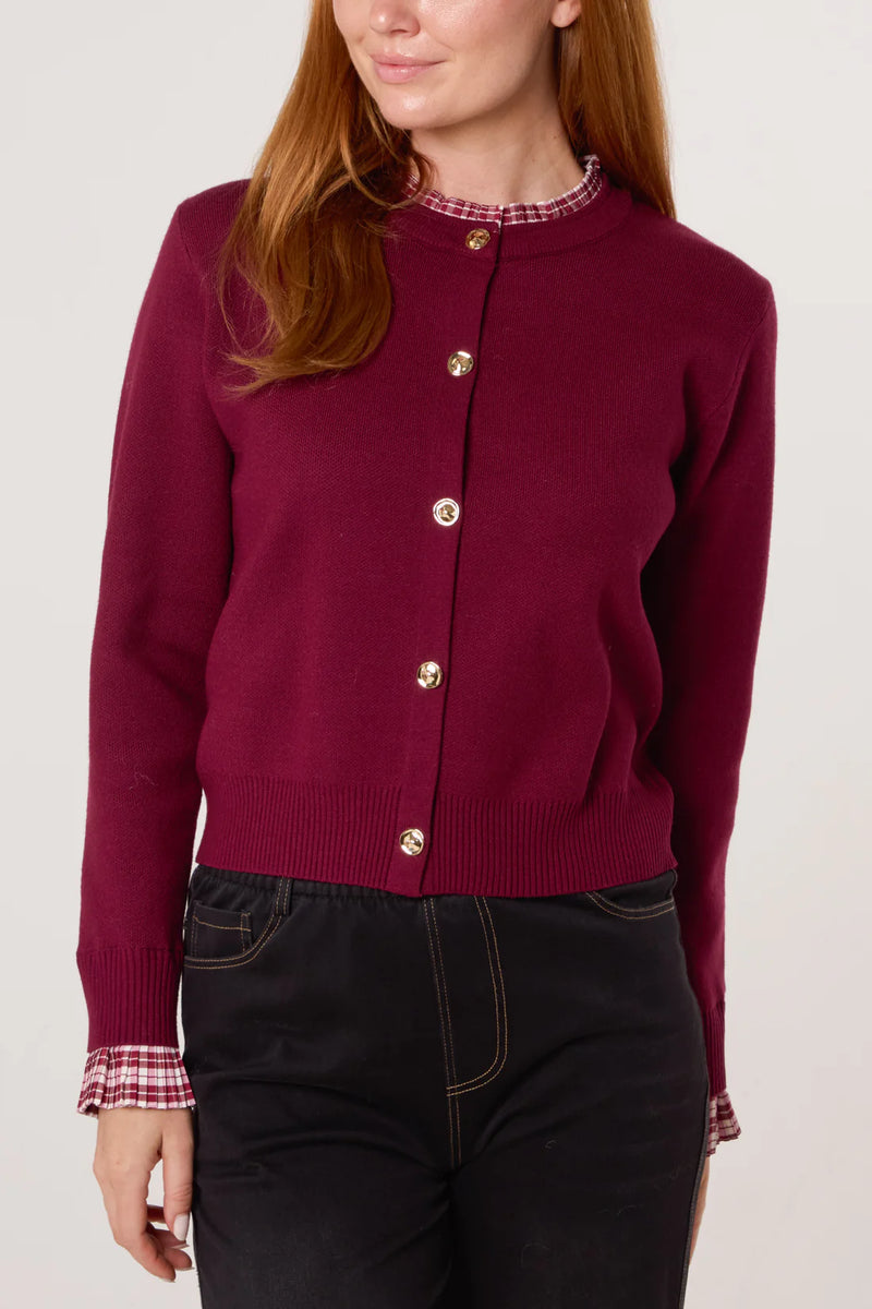 Tallulah Tartan Ruffle Knit Cardigan - More Sizes Available