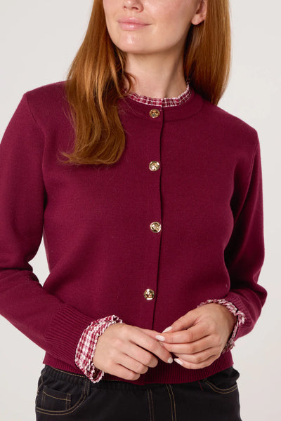 Tallulah Tartan Ruffle Knit Cardigan - More Sizes Available